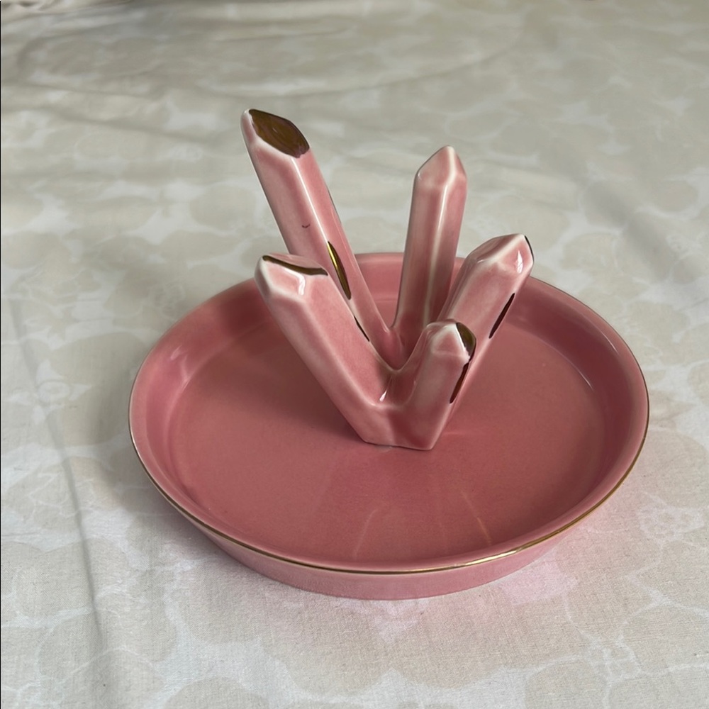 Pink Ceramic crystal jewelry dish